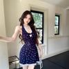 Pure Desire Style Spice Girl Deep V Lace Splicing Neck Dress Women's Summer Unique Design Feeling Waist and Thin Short Skirt