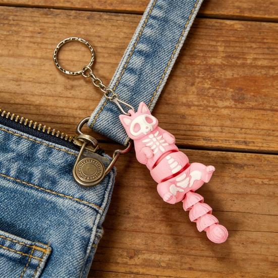 Keychain Mini Cat Key Chain Soft 3D Printed Stress Reliever Compact Size Clip-On Bag