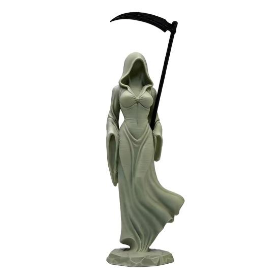 

Настольная готическая фигурка Жнеца с косой, жуткая женская скульптура в капюшоне для декора Хэллоуина, домашнего стола, полки A
