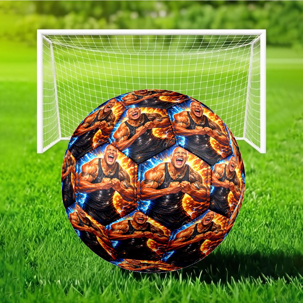 The Rock's Power Pose Soccer Ball Size 5 Soccer Ball, Machine-stitched, Soft and Comfortable, Suitable for Training and Matches Fan Gift