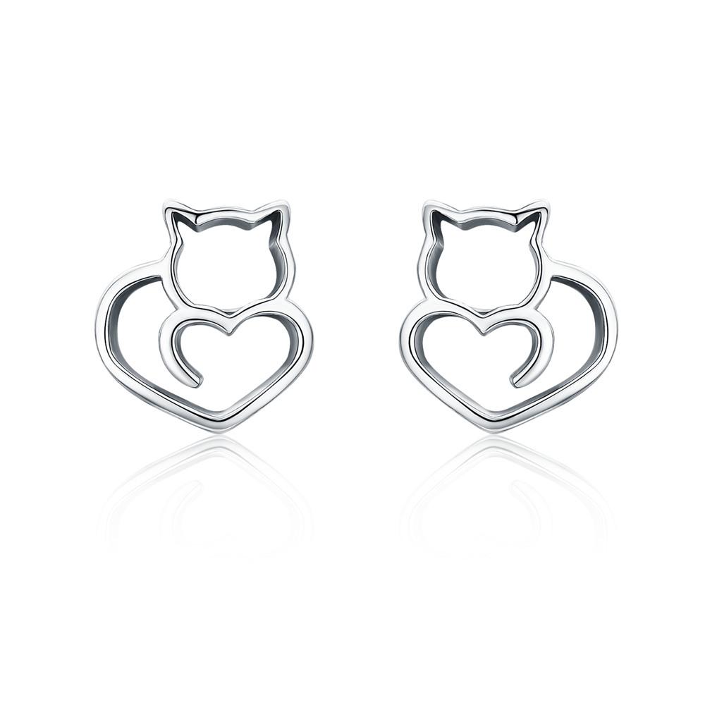WOSTU Silver Earrings Real 925 Sterling Silver Asymmetrical Heart Hoop Earrings for Women Fashion Silver Earring Jewelry Gift