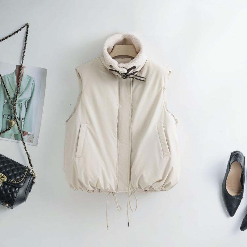 Lamb wool vest women's vest short autumn and winter cotton vest sleeveless cotton vest outer coat