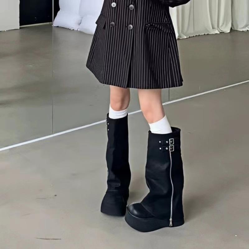 Raised Platform, Brown Boots Women's Summer Thick Legs Maillard Boots 2025 Western Jeans Tube Boots