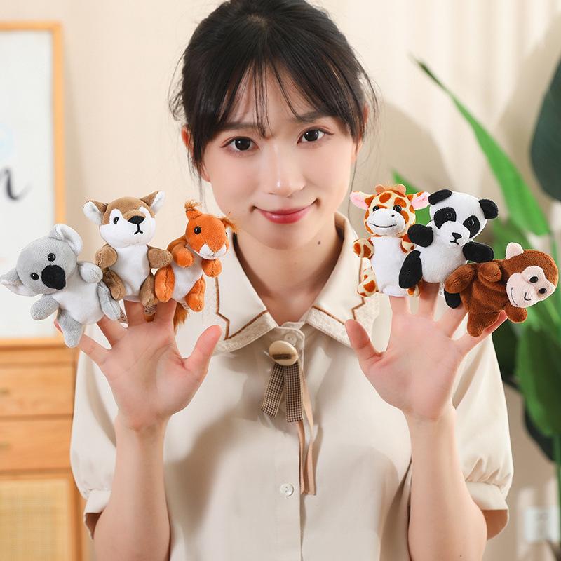 Cute Little Animal Puppy Rabbit Panda Finger Puppet Plush Toy Doll Parent-Child Interaction Hand Puppet Doll Doll
