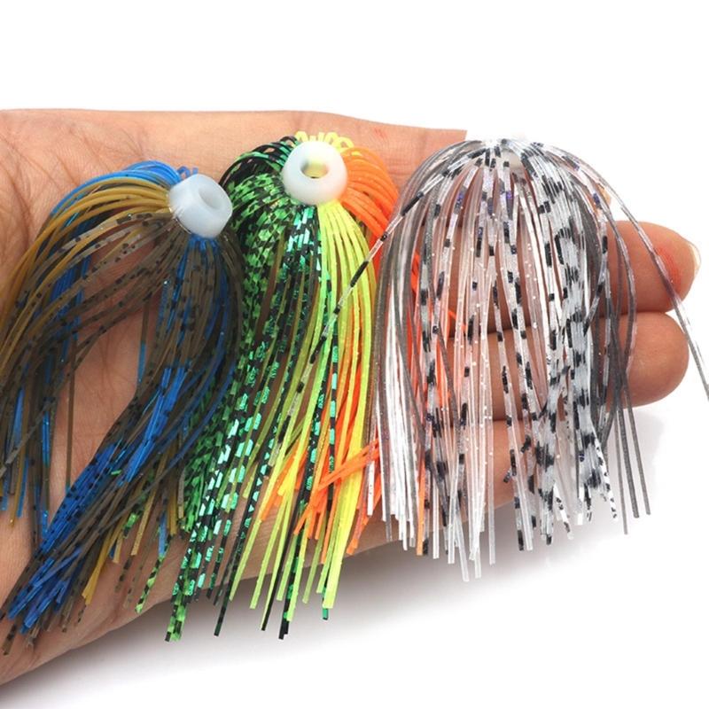 5Pcs Silicone Spinnerbait Skirts DIY Fishing Jig Lures 88 Strands Rubber Skirts