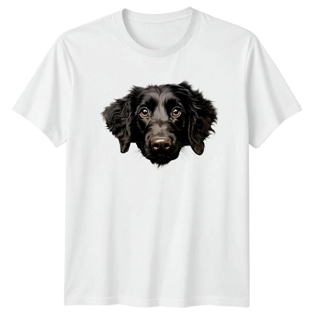 Cute FlatCoated Retriever Dog Portrait Pet Breed Lover TShirt S