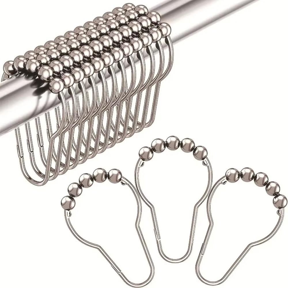 12pcs Rust Resistant Hanging Rings Hanging Design Curtain Buckles Versatile Curtain Hooks Bathroom