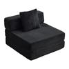 Floor Couch,Compression Sofa,Convertible Sofa Bed-with Pillow Back Support Armrest,Corduroy Fabric,for Living Room Bedroom,Black