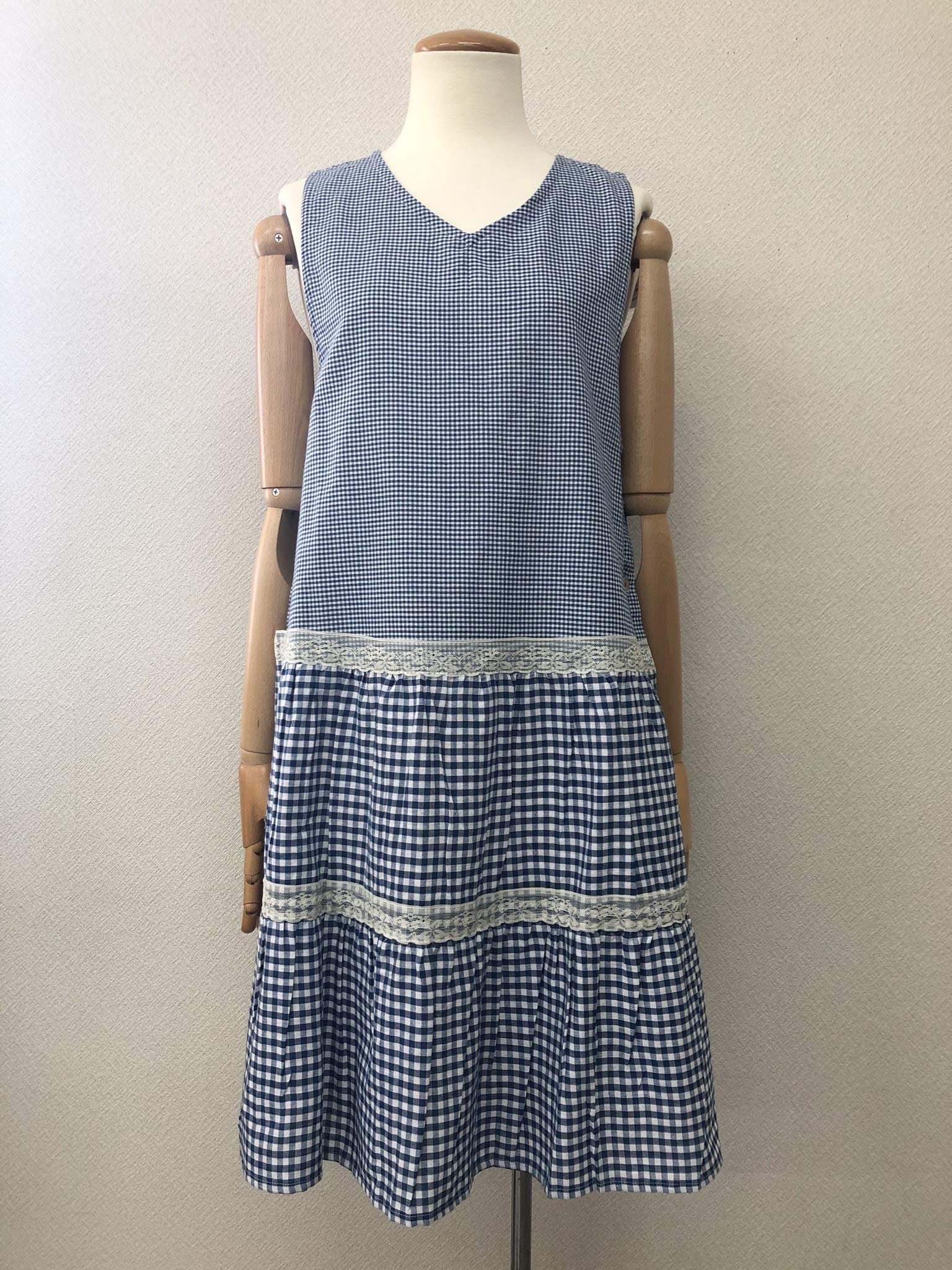 

Фартук-сарафан Ishigi twoplus А-силуэта, синий, клетка, M/L, TP-20E04G-BL синий