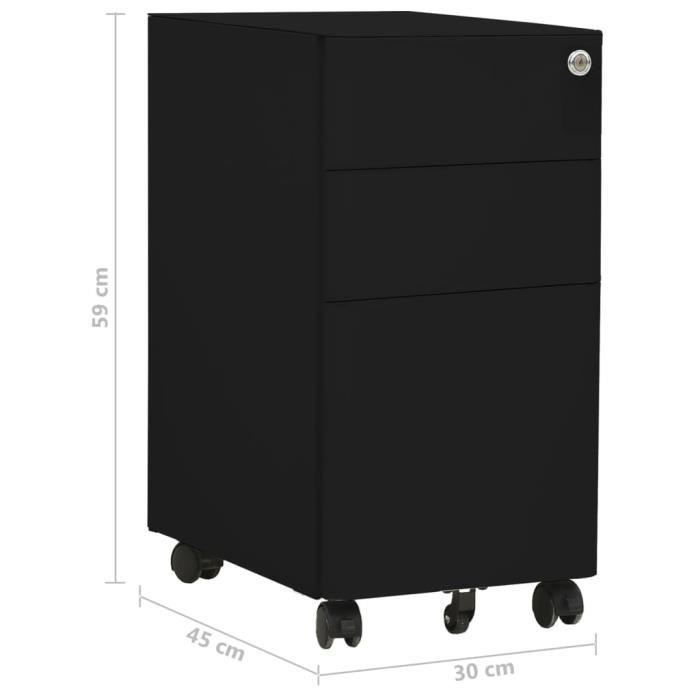 VidaXL Classeur mobile Noir 30x45x59 cm Acier