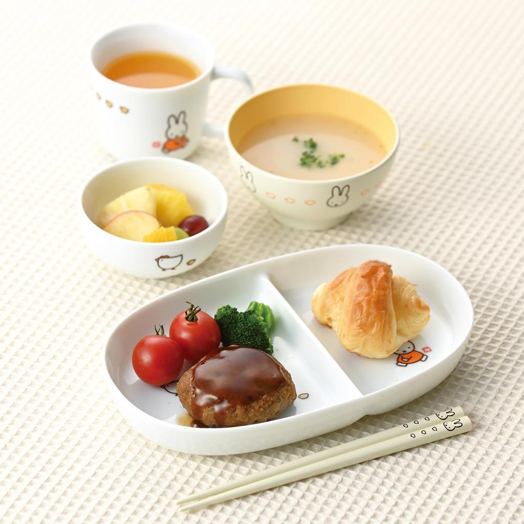 Dick Bruna Tableware Set Tsumitsumi Set Microwave and Dishwasher Safe Inglaze Kokko Parent and Child Made in Japan 417722 "Miffy" Children's 7-piece