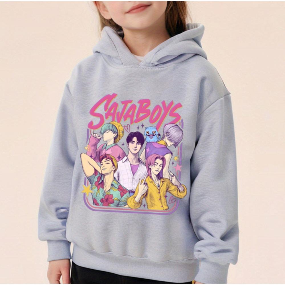K-pop Demon Hunters Hoodies Boys Girls Long Sleeve Outerwear Saja Boys Print Hooded Coat for Children Fashion Pullover Kids Tops