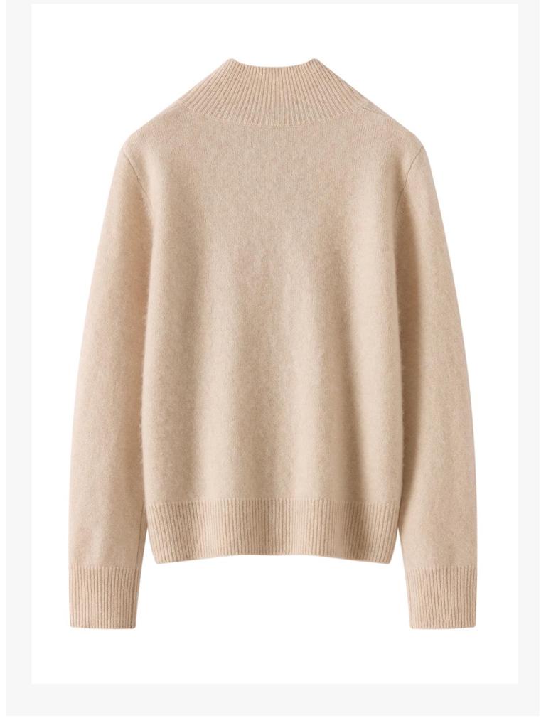 Chic Korean High Neck Single-Breasted Cashmere Cardigan - Women's Loose Knit Sweater Coat for Autumn/Winter