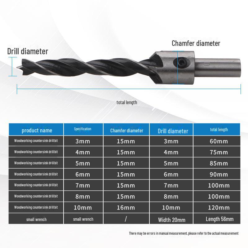 Three-Pointed Countersink & Chamfer Drill Bit Set (3-10mm)