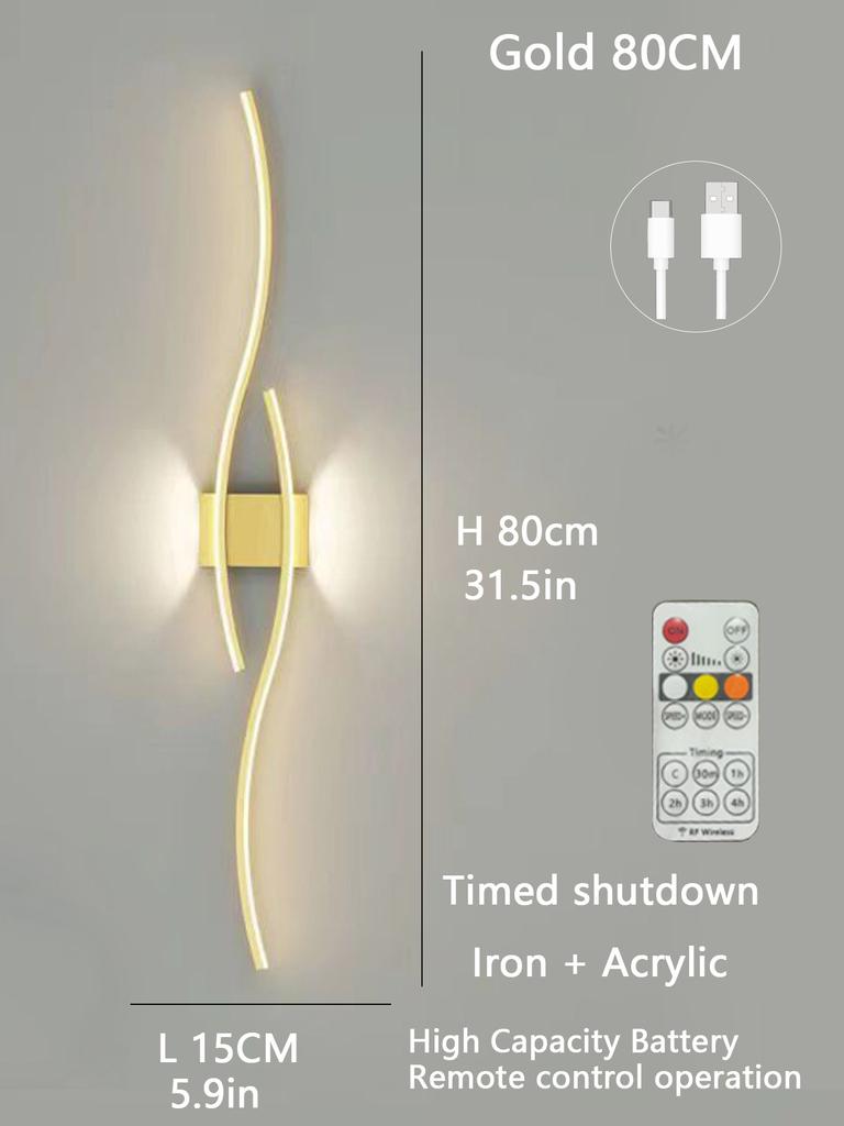 110-240v Led Modern Gold/Black remote control Wall Lights lustre Bedroom Bedside lamp Sofa TV Background Interior fixtures Wall