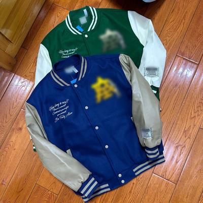 Unisex Cotton Baseball Jacket With Contrasting Sleeve Design Loose Fit Winter Outerwear