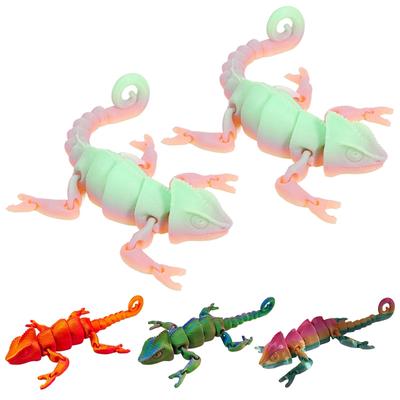 3D spausdintas chameleonas, lankstomas, švytintis, chameleono figūrėlės modelis, akvariumo kraštovaizdis, kūrybinė gyvūno dekoracija, vaiko dovana