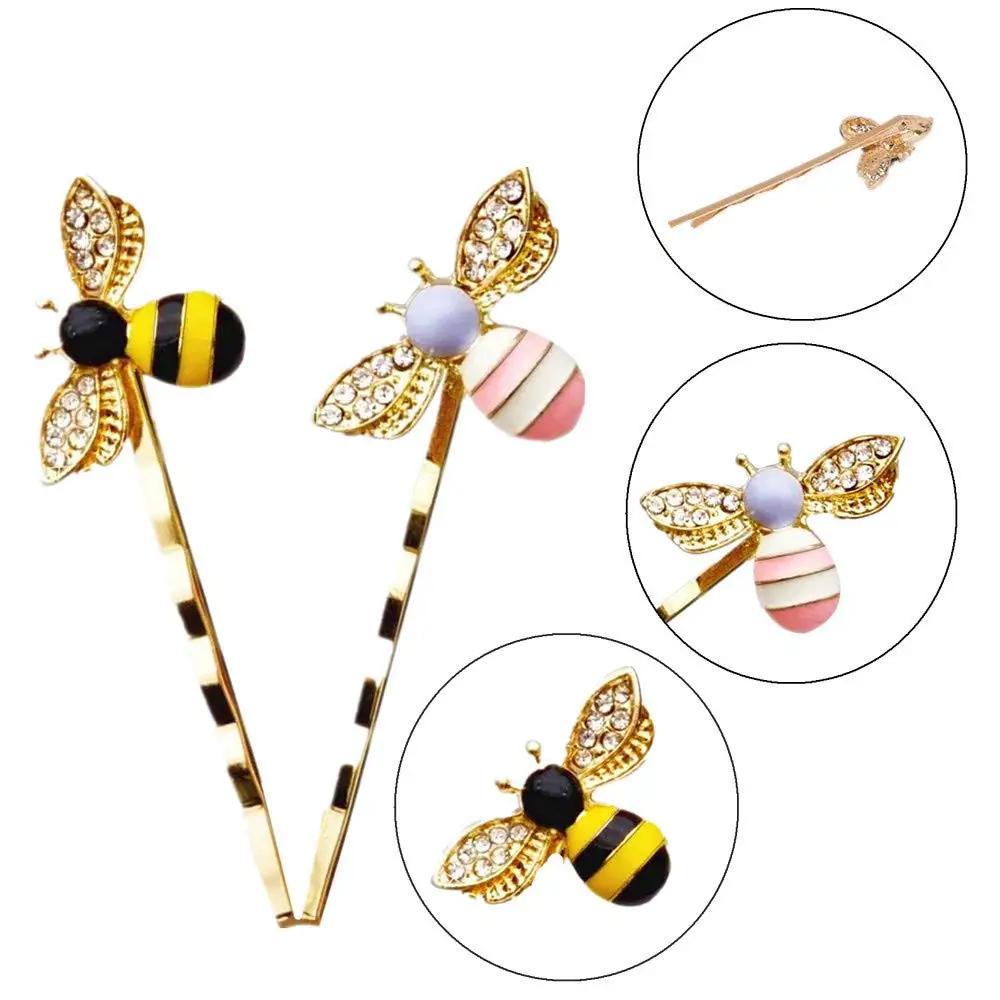 1/2/4/6 Pcs  Pins Cute Little Bee Decorative Hair Clips Curved MetalGrips for All Short and Long