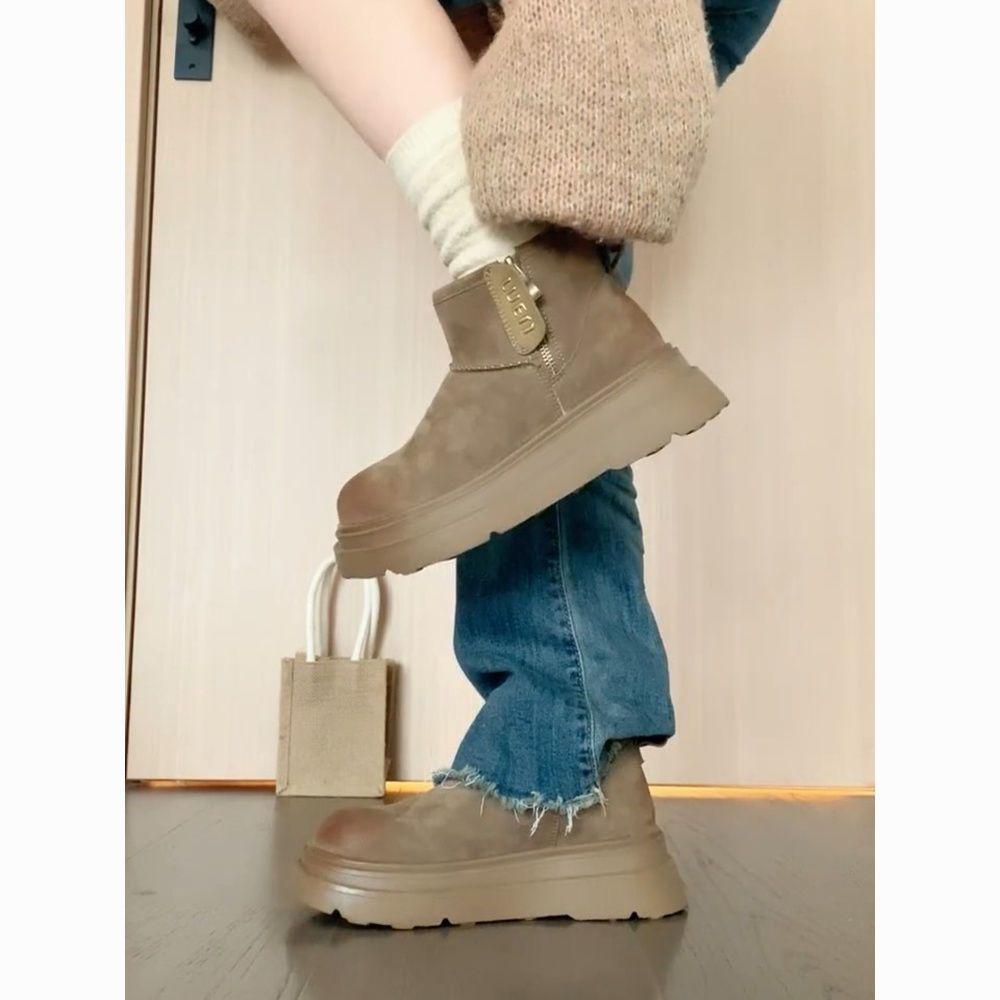 Fur snow boots winter new non-slip velvet bread thickened warm short boots warm fashion cotton shoes