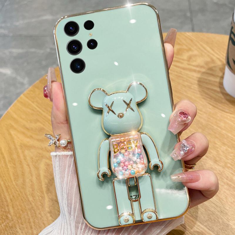 For Galaxy S26 Ultra Plus Case Soft Electroplated Quicksand Hourglass Pellet KWAS Bear silicone shockproof Protector Smooth