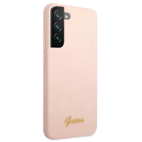 Guess Guhcs22Mlslmgpp S22+ S906Różowy/Pink Hardcase Silikonowy Skrypt Metalowe Logo