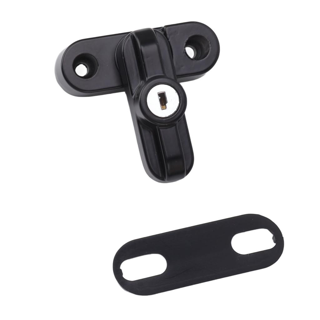 External Window Lock Catch Aluminum Alloy Anti Theft Flat Window Buckle Lock for Single Double Windows Black