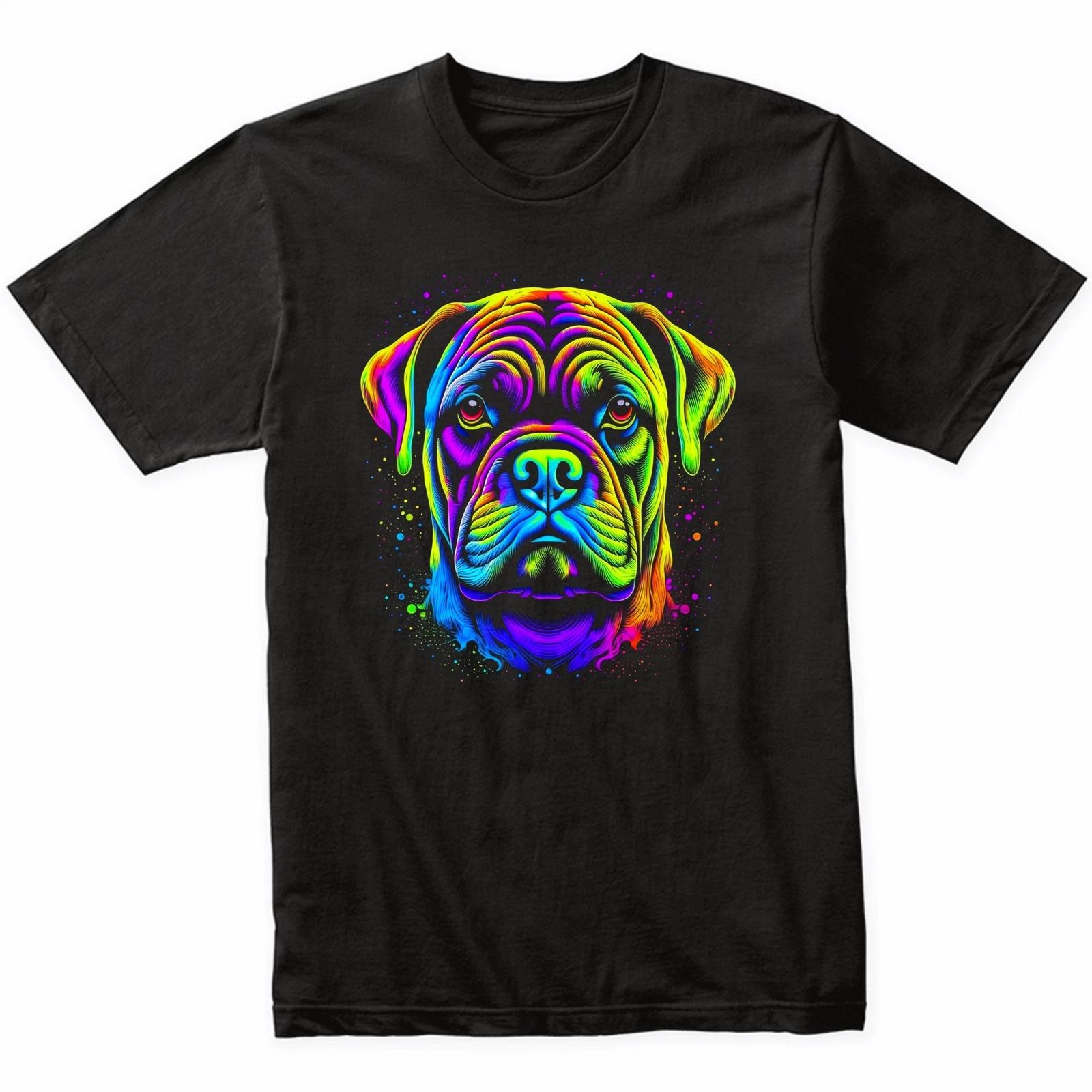 Bullmastiff Psychedelic Dog Art T-Shirt - Bullmastiff Owner Gift XL