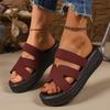 Large-size Women's Shoes - New Style Thick-soled Casual Flip-flops with An Open Toe Design