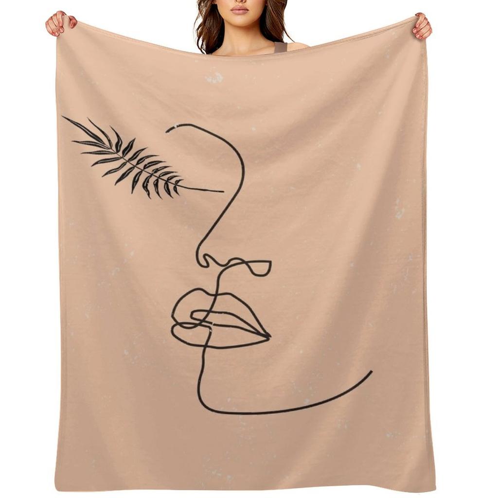Abstract Face Throw Blanket Vintage Heavy Luxury Brand Soft Big Blankets