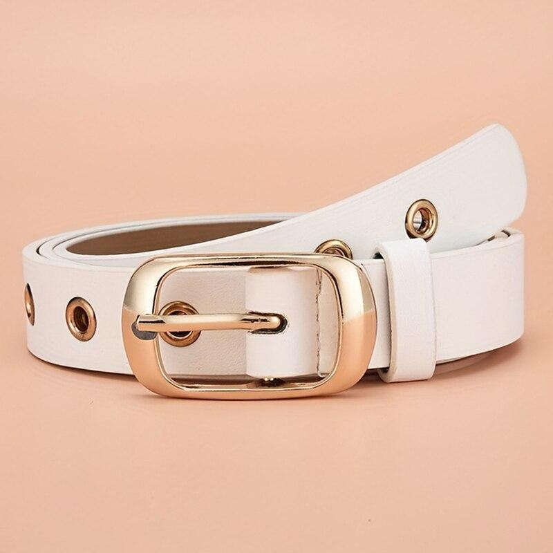 1 peça Cinto Novo Feminino Moda Cinto de Ilhós de Metal Sem Furos Cinto Vazado de Couro PU Combinado com Jeans Cinto para Homens e Mulheres