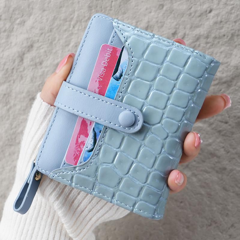 Mini Krokodilmuster Clutch-Geldbörse, Kurzer Kreditkartenhalter, Damen Kartenetui & Münzfach