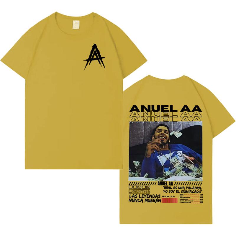 Rapper Anuel AA Real Hasta La Muerte 2025 Double Sided Print Harajuku T Shirts Men Women Fashion Tshirt Oversized Cozy Tshirts
