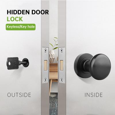 Keyless/Key Hole Hidden Door Lock Zinc Alloy Privacy Door Lever Set Invisible Sliding Door Handle Mechanical Lock