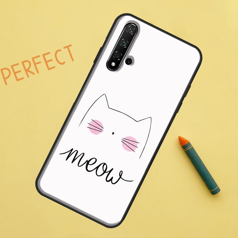 Black Cat Face Kitty For Huawei Nova 12s 11i 7i 8i 12i Y73 Y70 Y90 Y60 Y72 Y61 Y91 9 10 SE P40 Lite P30 Pro Case