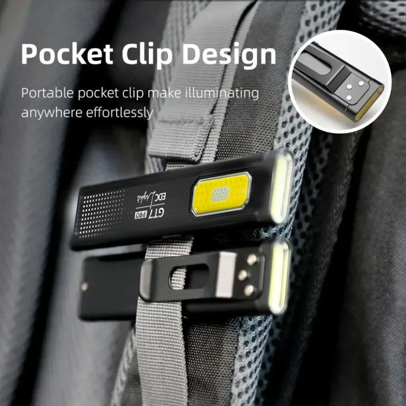 Magnetic Work Light 5 Light Modes 37g Ultra Lightweight EDC Portable Clip On Flashlight for Outdoor Repair with Silicone Switch