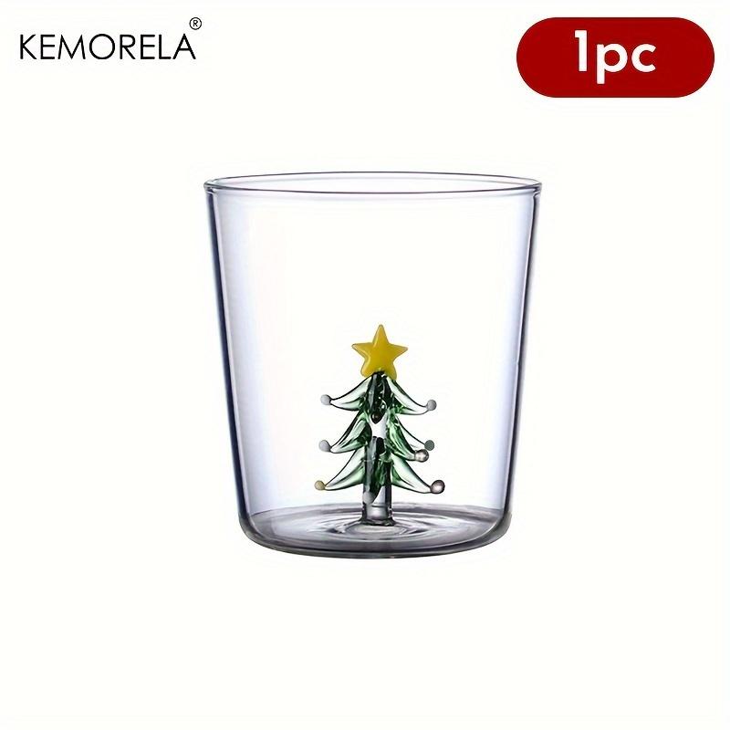 

KEMORELA 1/2/4PCS Christmas Tree Glass Coffee Cup Juice Glass Milk Cup Suitable as Christmas Gift Dining Table Decoration Cup 301-400ml