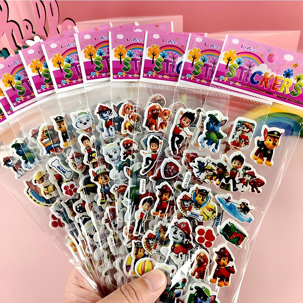 12pcs Cute Cartoon PAW Patrol Bubble Stickers Anime 3D Puffy Bulk Decals Toys Waterproof Reward Sticker Gifts
