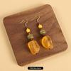 Niche design beeswax earrings retro long literary temperament women's antique cheongsam simple Tibetan earrings