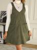 2026 New Popular Fashion Commuting Casual and Thin V-neck Pocket Net Color Corduroy Strap Skirt Women's Clothing