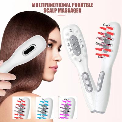 Ems Electric Massage Comb Blue Red Purple Light Therapy Vibration Hair Growth Scalp Brush Liquid Oil Applicator Anti Hair Loss
