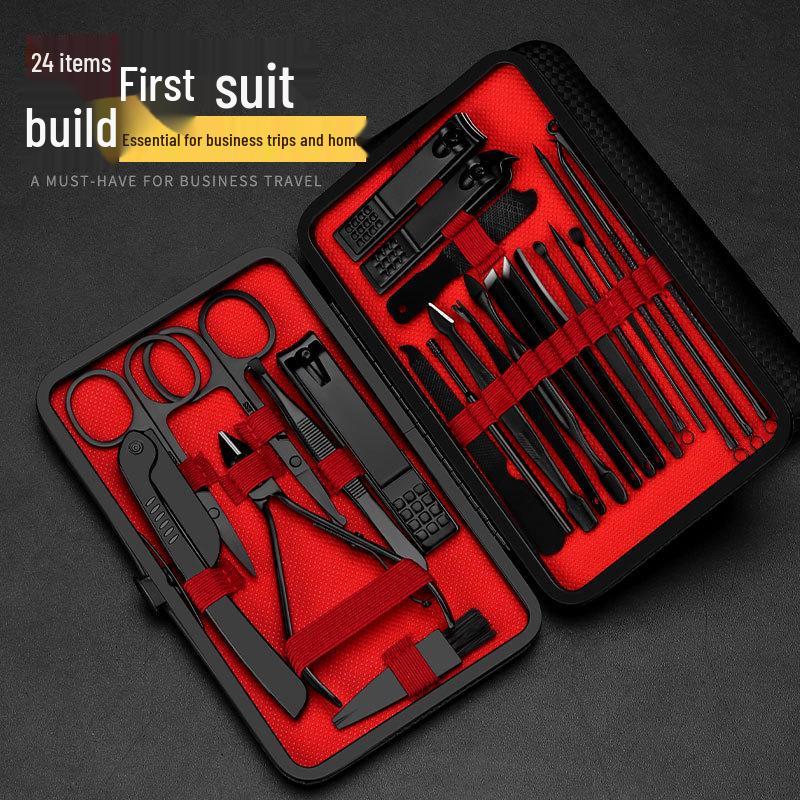 Spot Black 24-Piece Stainless Steel Nail Clipper & Pedicure Set