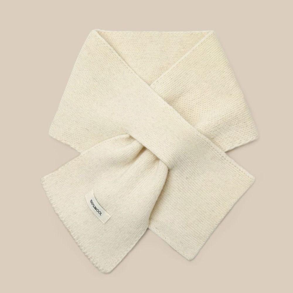 Windproof Wool Knitted Scarf Solid Color Women Winter Neckerchief Casual Cross Neck Warmer  Winter