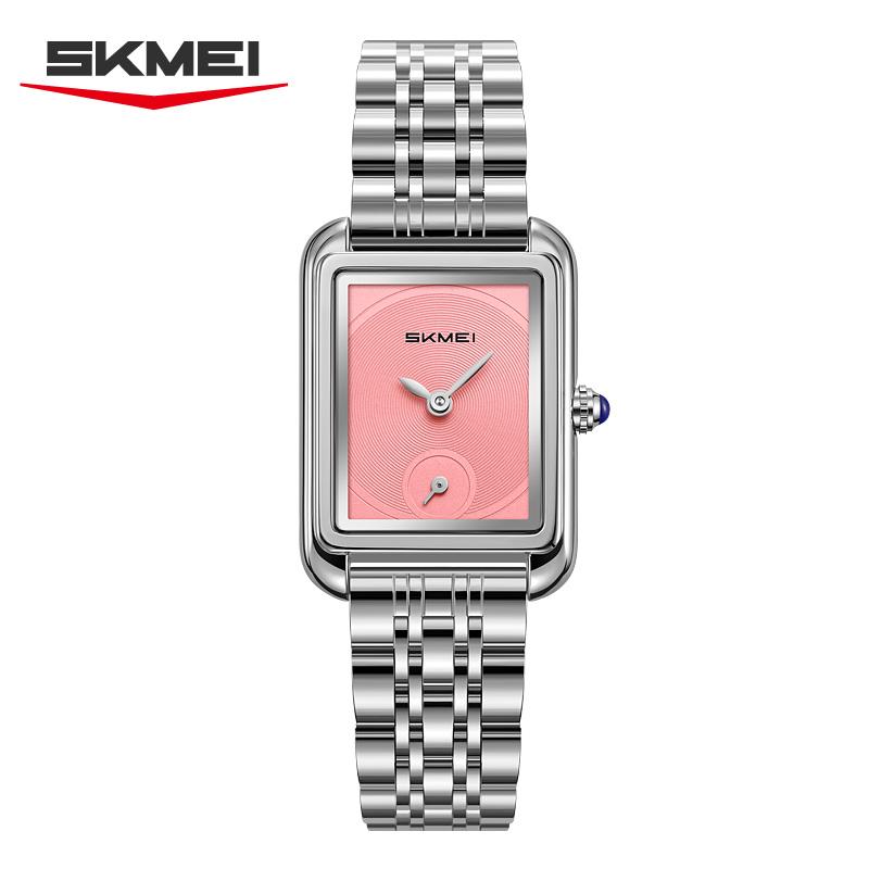 SKMEI 2670 New Simple and Elegant Stainless Steel Strap Rectangular Women's Watch Quartz Watch Luxury Girls' Clock reloj mujer