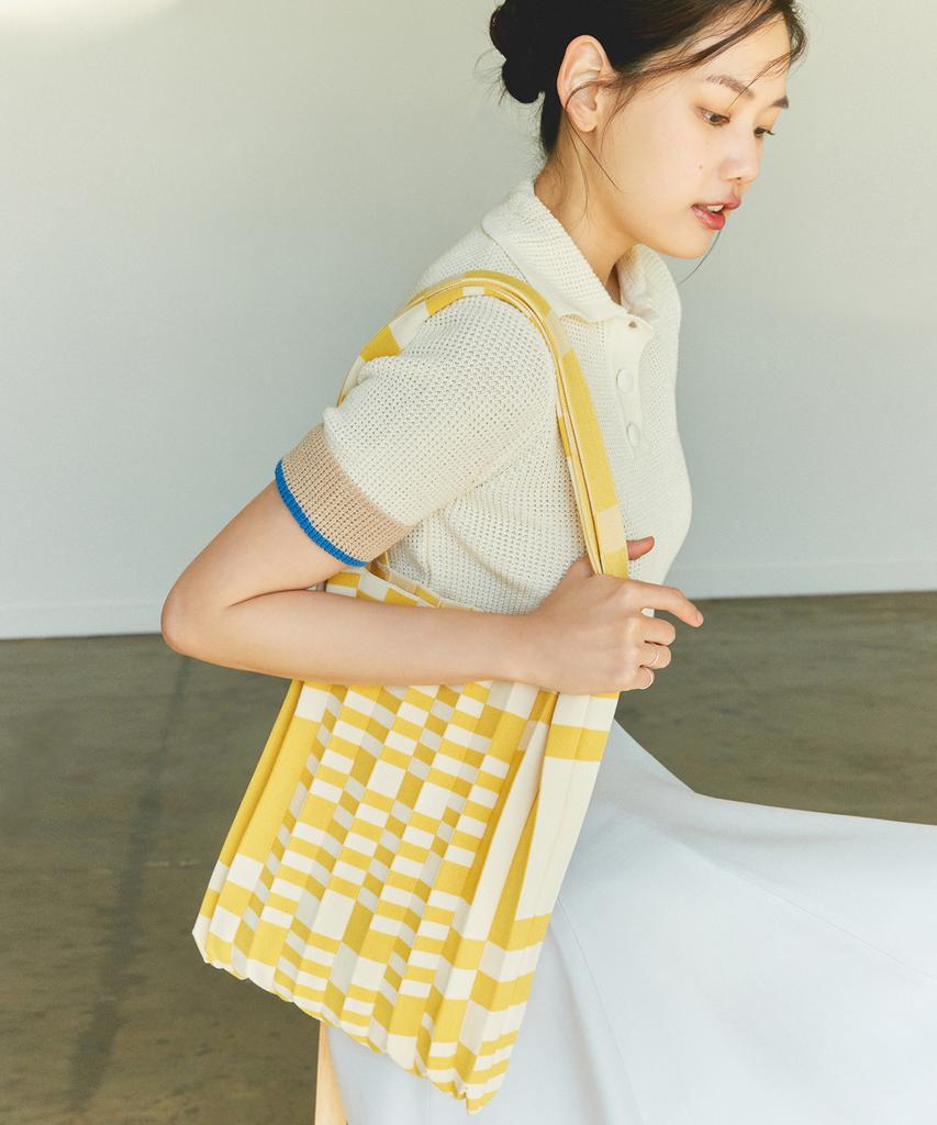Pleatsmama Shoulder Bag Grid Yellow