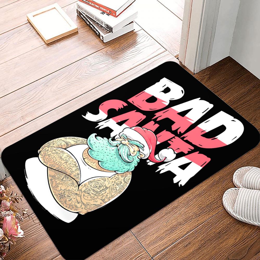 Santa Claus Christmas Area Rug Carpet Funny Style Doormat Living Room Indoor Outdoor Mat Anti-Slip Kitchen Garden Decor Bathroom