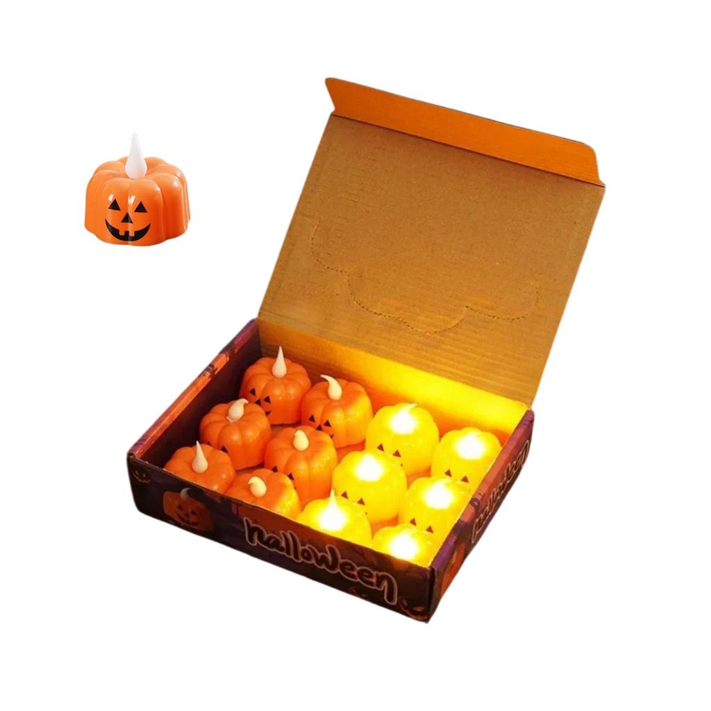 Halloween Decorative Ornaments, Electronic Candles, Cute Pet Ornaments, Jack-o-lantern Festival Party Props, Festive Atmosphere 12pc