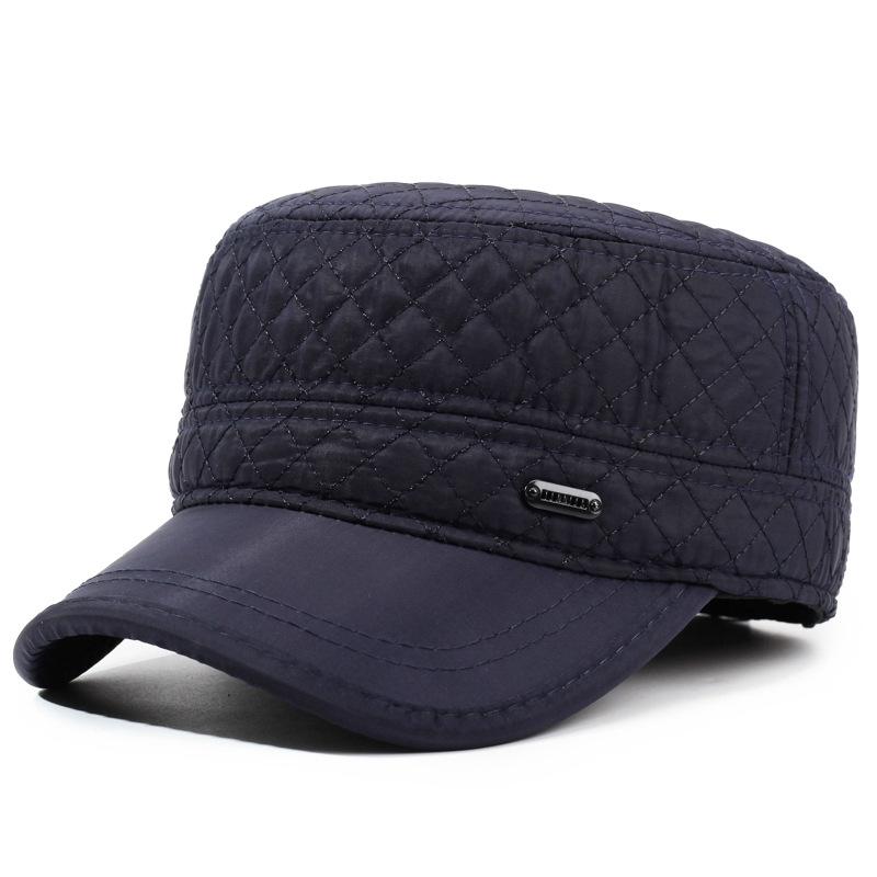 Velvet Thick Rhombus Baseball Cap Middle-Aged Men's Autumn Winter Warm Ear Protection Flat Cap Outdoor Cap