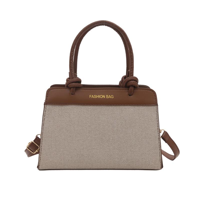 

Large-capacity splicing autumn casual new trendy fashion, one-shoulder portable messenger bag коричневий