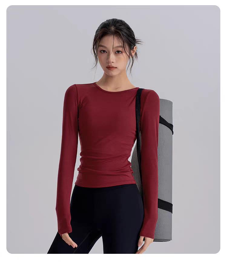 Backless Quick-Dry Slim Fit Long Sleeve Sports Top for Pilates & Yoga (Spring/Autumn)