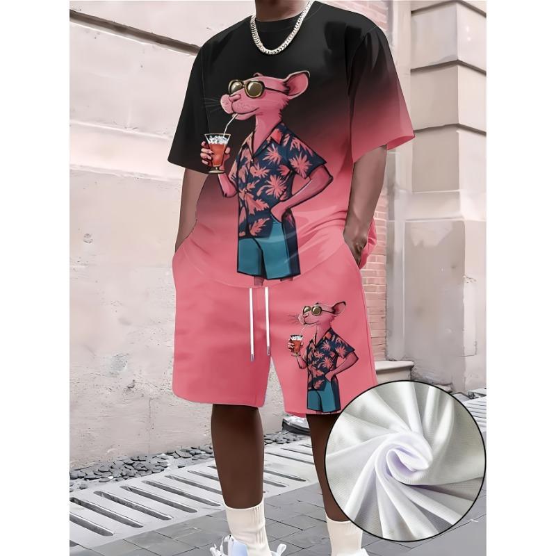 Men s Casual Set, Short Sleeve + Shorts Set 2XL